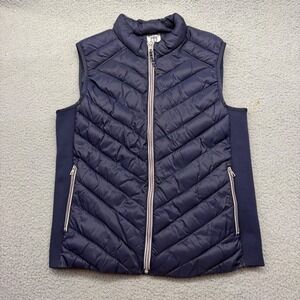 GAP 241093-00 Womens Size Large Navy Blue Full Zip Quilted PrimaLoft Puffer Vest